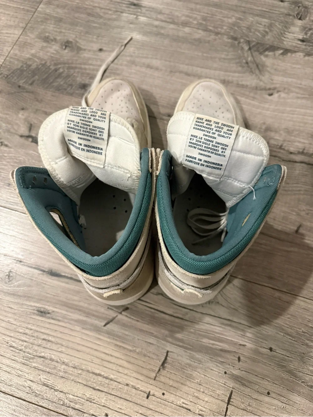 Jordan Teal and Cream High-Top Sneakers